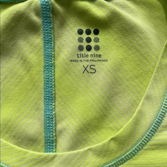 Title Nine Neon Green Striped Short Sleeve Tee Shirt Women's Size XS - Picture 2 of 3